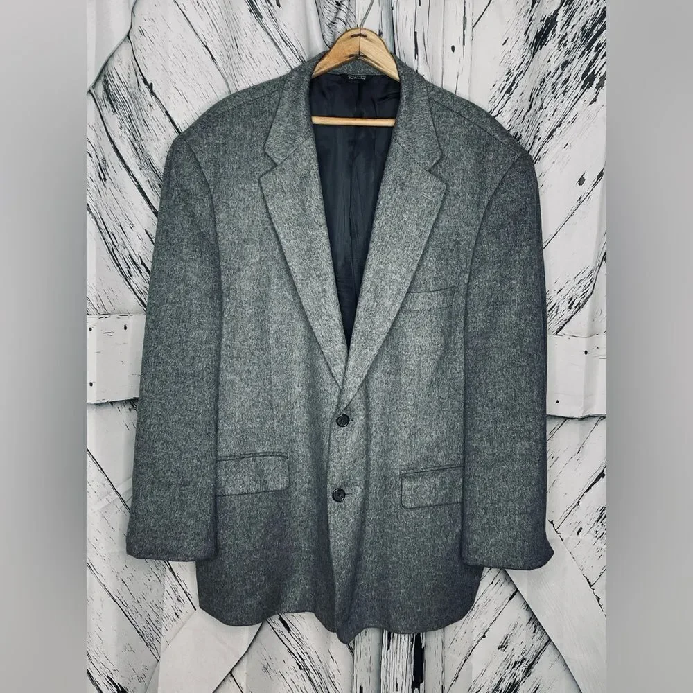 Bill Blass 100% Camel Hair Blazer Gray 50R